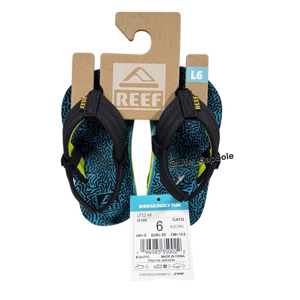 Size 6 REEF Flip Flops Baby Sandals  Little AHI KIDS Blue Coral CJ4132 Toddlers